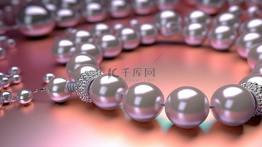 珍珠首饰背景图片_3D 渲染逼真珍珠的时尚系列