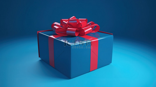 活动红丝带背景图片_带红丝带的蓝色礼盒 3d 在蓝色背景下呈现圣诞节和新年庆祝活动