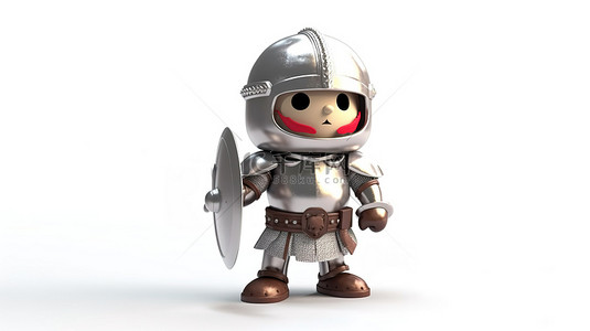 一个顽皮的骑士角色独自站立的 3D 插图