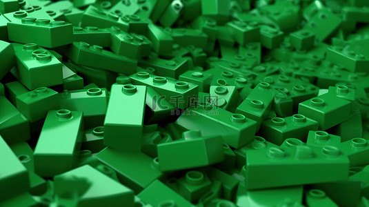 3D 渲染的郁郁葱葱的绿色积木背景