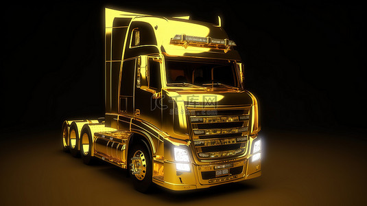 服务背景图片_闪亮的金色卡车的 3d 渲染