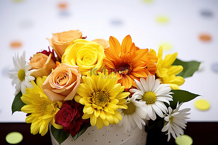 生日对折贺卡背景图片_美丽的花朵和中间用颜色装饰的生日贺卡