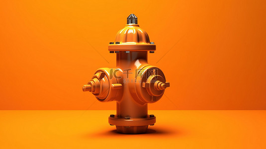 橙色背景与单色消防栓在 3d 渲染
