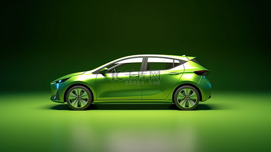 现代新一代增程绿色电动城市掀背车的 3D 插图