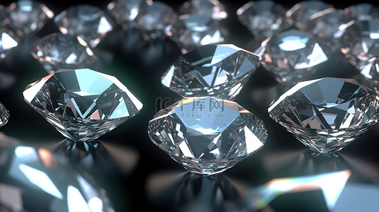 奢华美女背景图片_一组钻石的 3D 渲染光泽背景