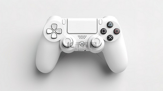 时尚的视频游戏控制器和表情符号设置在白色背景 3D 渲染上