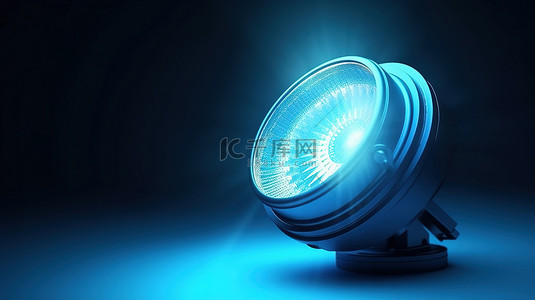 led背景图片_蓝色背景上聚焦聚光灯的 3d 渲染