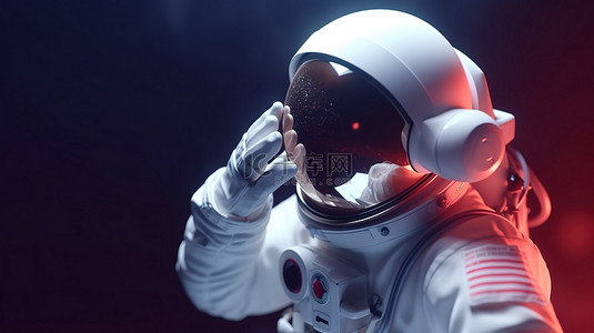 销售警报 3D 宇航员在渲染传单海报艺术中呼吁关注