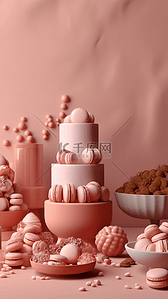粉色马卡龙背景图片_甜品马卡龙蛋糕可爱背景