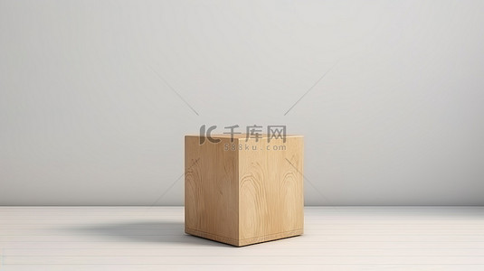 酒背景背景图片_靠在白墙上的木胶合板盒模型的 3D 渲染