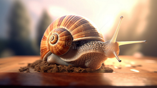 3D 渲染昏昏欲睡的索拉纳蜗牛描绘加密货币的慢节奏本质