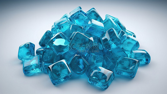 以海蓝宝石为特色的方形坐垫的 3D 渲染