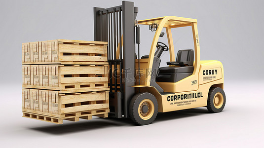 南卡罗来纳州制造的叉车运输出口木箱的 3D 渲染