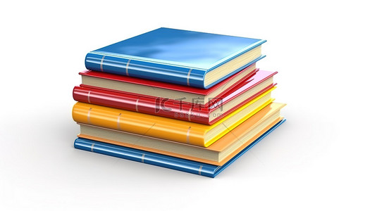 堆教育资源教科书字典和更多白色背景的 3D 插图