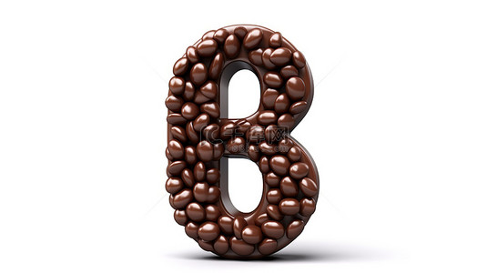 数字 8 的 3D 插图，由巧克力镶嵌糖果涂层豆和巧克力糖果制成，形成字母中的“八”字
