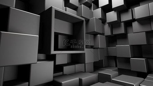 名片和网站横幅背景灰色几何抽象设计 3d 渲染