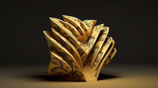 货币图案背景图片_黄金几何货币形状的 3d 呈现器