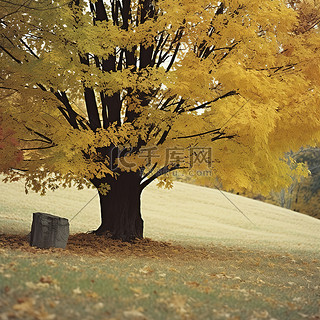 照片背景图片_林肯公墓在秋叶照片中间