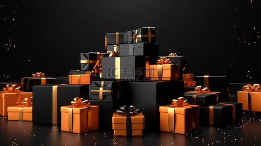 新年礼物背景图片_圣诞节和新年促销，未包装礼品盒 3D 渲染