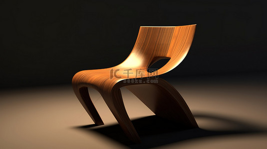 黑背景图片_时尚精致的木椅 3D 模型