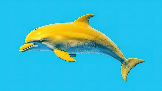 双色调黄色宽吻海豚 tursiops truncatus 在蓝色海水中游泳 3d 渲染