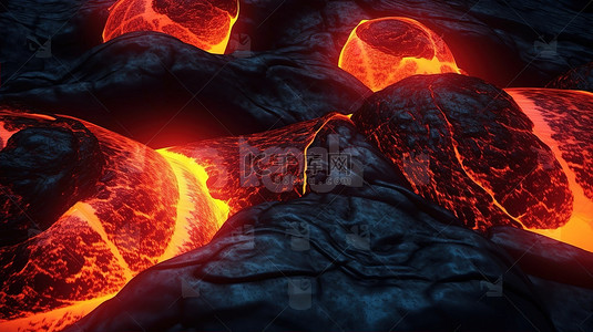 岩火山背景图片_具有冷却效果的 3D 抽象火山熔岩背景