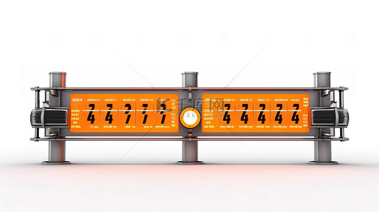 翻转倒计时机场板的 3D 渲染，在白色背景上显示创意标志