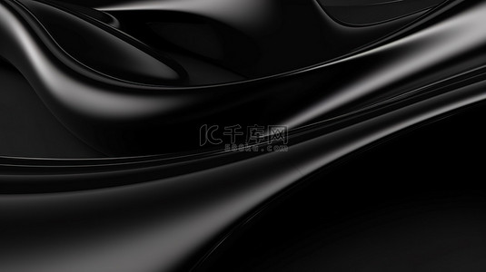 背景中黑色平滑曲线的 3d 插图