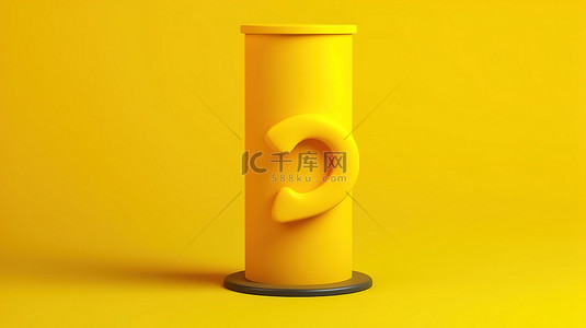 3d 风格圆形对话框插图图标，带有大粗体黄色感叹号