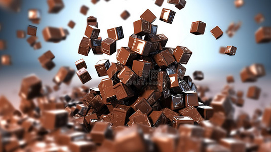 3D 巧克力块，大块的美味