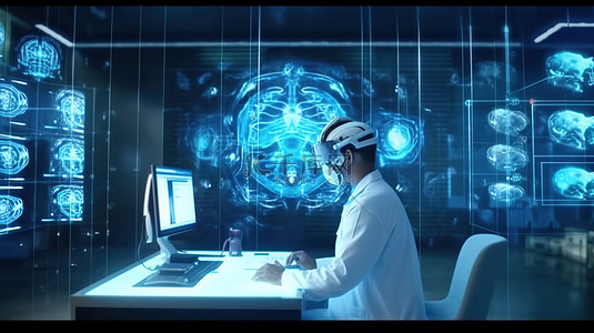 医疗专业人员利用脑部扫描的全息 3D 渲染
