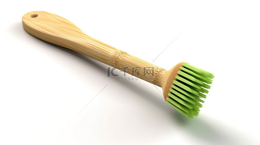 绿色与环保背景图片_生态友好的竹牙刷与牙膏隔离在白色背景3D 渲染
