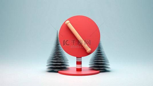 禁止冥火背景图片_孤立的 3D 渲染圣诞树与禁止标志