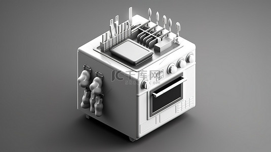 洗碗背景图片_3d 洗碗机烤箱和冰箱的单色等距图标