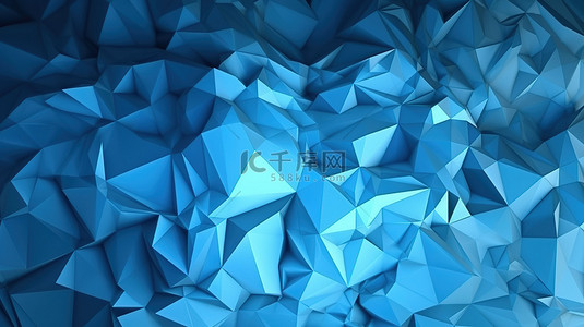 以蓝色几何马赛克背景为特色的创意商业设计的三维渲染