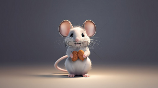 可爱卡通小动物背景图片_3D 渲染的可爱小老鼠