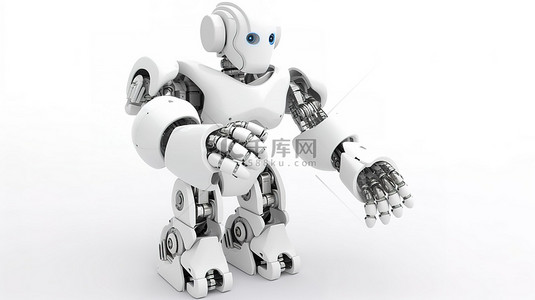 友谊字背景图片_3d 渲染中的白色背景玩具机器人握手
