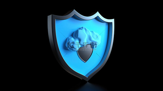 蓝色服务器背景图片_增强的云安全 3d 盾牌，蓝色背景上带有复选标记