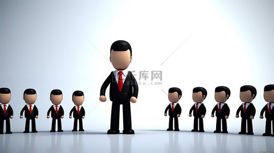 创业就业背景图片_办公室专业人员团队及其领导者的 3D 插图