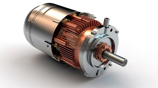 在白色背景上隔离的电动机的高质量 3D 渲染
