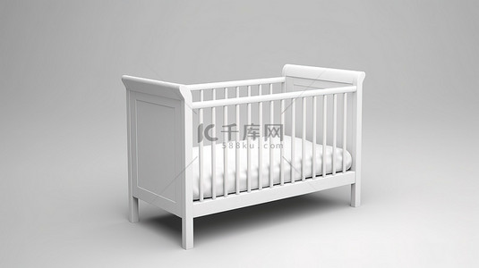 婴儿背景图片_婴儿床的白色背景 3D 渲染