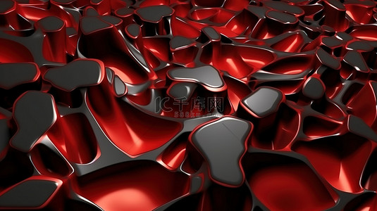未来感白色背景图片_全景 3D 渲染的红色仿生表面创建抽象背景
