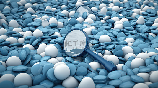 人力资源背景图片_蓝色和白色候选搜索的 3d 插图
