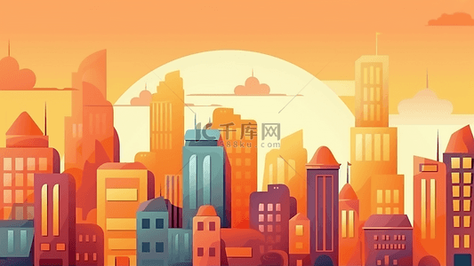 城市大楼插画背景