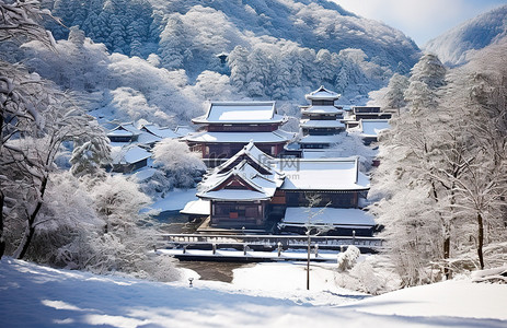 雪下的高山村庄