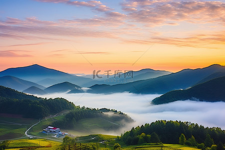 风景摄影背景图片_韩国山谷风景摄影