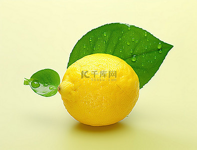 水果背景图片_半个柠檬和一片叶子