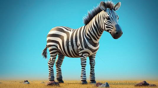 斑马的搞笑 3D 渲染