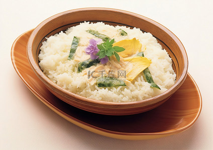 一碗食物，里面有米饭和一些食物