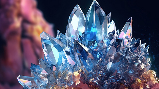 菱形蓝色背景背景图片_令人惊叹的水晶的宏观视图令人着迷的宝石插图